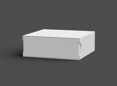 Kare kayan çekmece kutusunun koyu arkaplanda oluşturulmuş resmi