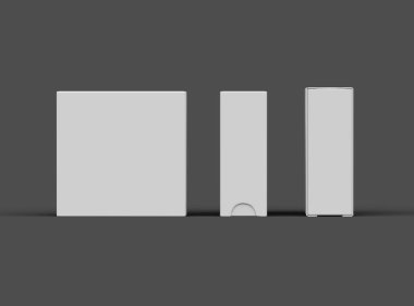 Kare kayan çekmece kutusunun koyu arkaplanda oluşturulmuş resmi