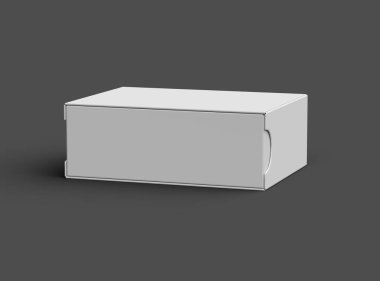 Koyu arkaplan üzerinde geniş dikdörtgen bir kaydırak çekmece kutusunun oluşturulmuş resmi 