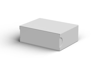 Rendered image of a wide rectangular sliding drawer box on a light background clipart