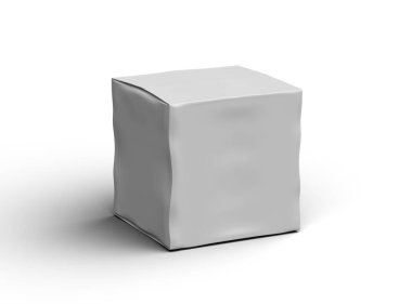 Hafif bir arkaplan üzerinde küçük beyaz kübik bir kutunun oluşturulmuş resmi 