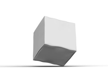 Hafif bir arkaplan üzerinde küçük beyaz kübik bir kutunun oluşturulmuş resmi 