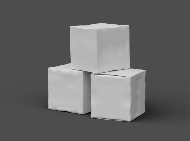 Koyu arkaplan üzerinde küçük beyaz kübik bir kutunun oluşturulmuş resmi 