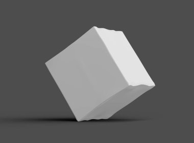 Koyu arkaplan üzerinde küçük beyaz kübik bir kutunun oluşturulmuş resmi 