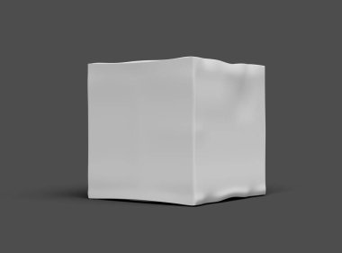 Koyu arkaplan üzerinde küçük beyaz kübik bir kutunun oluşturulmuş resmi 