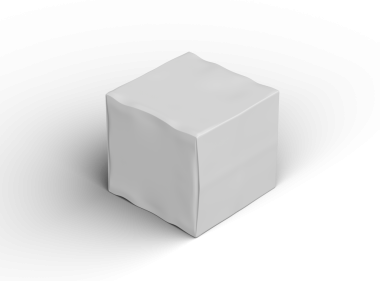 Şeffaf bir arkaplan üzerinde küçük beyaz kübik bir kutunun oluşturulmuş resmi