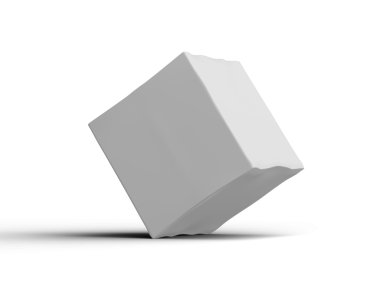 Şeffaf bir arkaplan üzerinde küçük beyaz kübik bir kutunun oluşturulmuş resmi