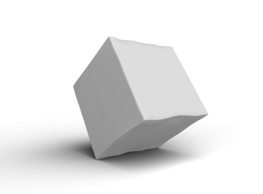 Şeffaf bir arkaplan üzerinde küçük beyaz kübik bir kutunun oluşturulmuş resmi