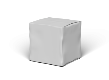 Şeffaf bir arkaplan üzerinde küçük beyaz kübik bir kutunun oluşturulmuş resmi