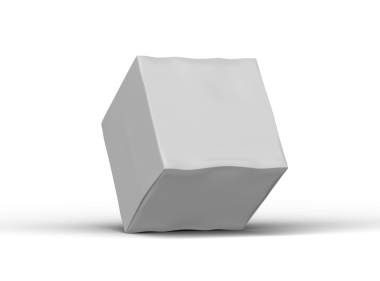 Şeffaf bir arkaplan üzerinde küçük beyaz kübik bir kutunun oluşturulmuş resmi