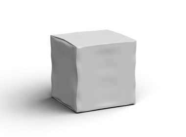 Şeffaf bir arkaplan üzerinde küçük beyaz kübik bir kutunun oluşturulmuş resmi