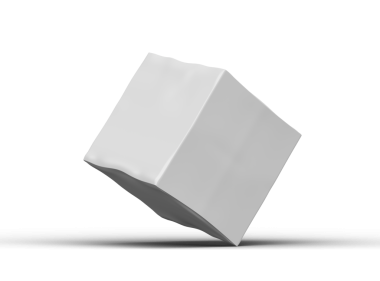 Şeffaf bir arkaplan üzerinde küçük beyaz kübik bir kutunun oluşturulmuş resmi