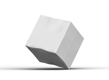 Şeffaf bir arkaplan üzerinde küçük beyaz kübik bir kutunun oluşturulmuş resmi