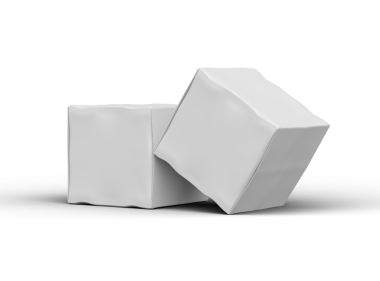 Şeffaf bir arkaplan üzerinde küçük beyaz kübik bir kutunun oluşturulmuş resmi