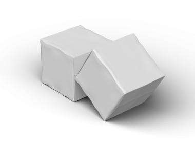 Şeffaf bir arkaplan üzerinde küçük beyaz kübik bir kutunun oluşturulmuş resmi