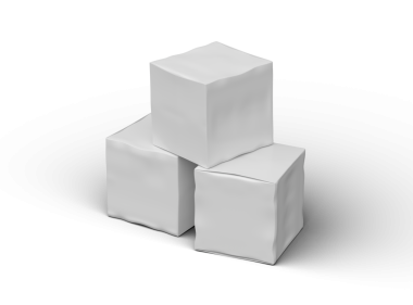 Şeffaf bir arkaplan üzerinde küçük beyaz kübik bir kutunun oluşturulmuş resmi