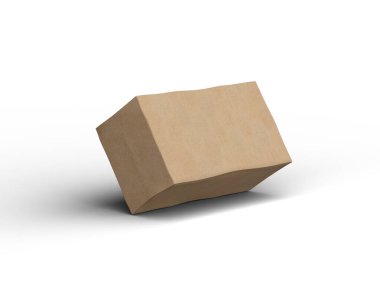 Açık arkaplanda göçükler olan dikdörtgen bir karton kutunun oluşturulmuş resmi 