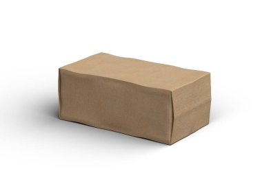 Rendered image of a rectangular cardboard box with dents on a light background  clipart