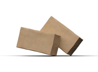 Açık arkaplanda göçükler olan dikdörtgen bir karton kutunun oluşturulmuş resmi 