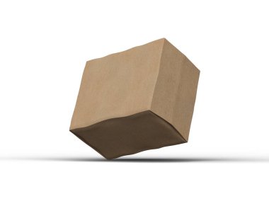 Açık arkaplanda göçükler olan küçük bir dikdörtgen karton kutunun oluşturulmuş resmi 