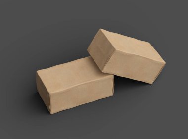 Koyu arkaplanı göçüklü dikdörtgen bir karton kutunun resmi 