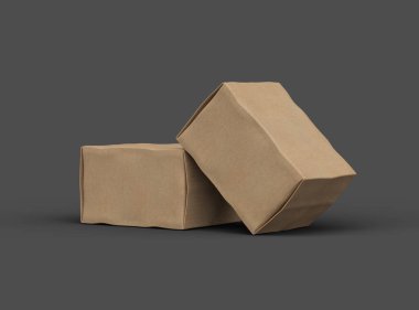 Küçük dikdörtgen karton bir kutunun koyu arkaplanı çizilmiş resmi. 