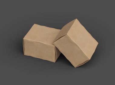 Küçük dikdörtgen karton bir kutunun koyu arkaplanı çizilmiş resmi. 