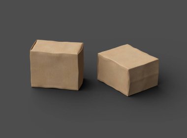 Küçük dikdörtgen karton bir kutunun koyu arkaplanı çizilmiş resmi. 