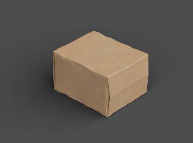 Küçük dikdörtgen karton bir kutunun koyu arkaplanı çizilmiş resmi. 