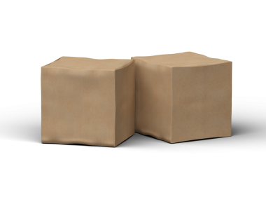 Şeffaf bir arkaplanda göçükler olan küçük bir küp karton kutunun oluşturulmuş resmi