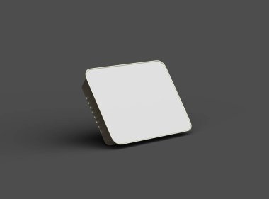 Koyu bir arka planda izole edilmiş büyük dikdörtgen yiyecek folyo tepsisinin 3D görüntüsü 