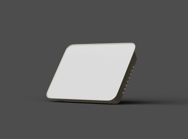 Koyu bir arka planda izole edilmiş büyük dikdörtgen yiyecek folyo tepsisinin 3D görüntüsü 