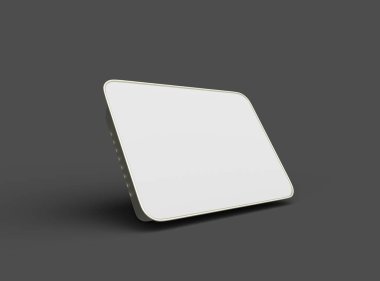 Koyu bir arka planda izole edilmiş büyük dikdörtgen yiyecek folyo tepsisinin 3D görüntüsü 