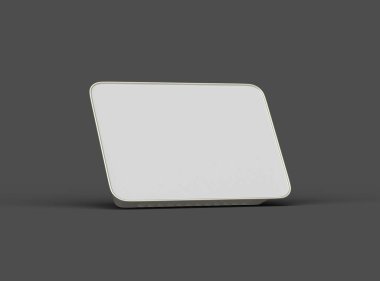 Koyu bir arka planda izole edilmiş büyük dikdörtgen yiyecek folyo tepsisinin 3D görüntüsü 