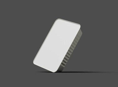 Koyu bir arka planda izole edilmiş büyük dikdörtgen yiyecek folyo tepsisinin 3D görüntüsü 