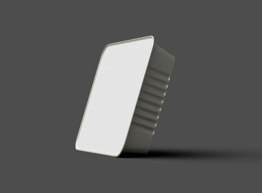 Koyu bir arka planda izole edilmiş büyük dikdörtgen yiyecek folyo tepsisinin 3D görüntüsü 