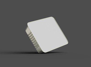 Koyu bir arka planda izole edilmiş büyük dikdörtgen yiyecek folyo tepsisinin 3D görüntüsü 