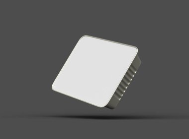 Koyu bir arka planda izole edilmiş büyük dikdörtgen yiyecek folyo tepsisinin 3D görüntüsü 