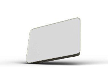 Büyük dikdörtgen yiyecek folyo tepsisinin hafif arkaplanda izole edilmiş 3D görüntüsü 