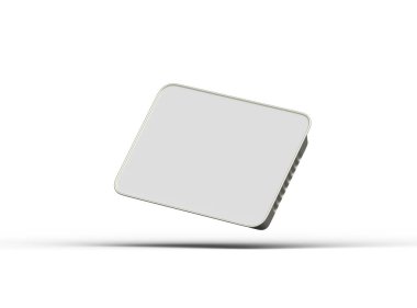 Büyük dikdörtgen yiyecek folyo tepsisinin hafif arkaplanda izole edilmiş 3D görüntüsü 