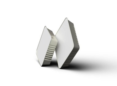 Büyük dikdörtgen yiyecek folyo tepsisinin hafif arkaplanda izole edilmiş 3D görüntüsü 