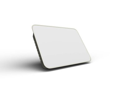 Büyük dikdörtgen yiyecek folyo tepsisinin hafif arkaplanda izole edilmiş 3D görüntüsü 