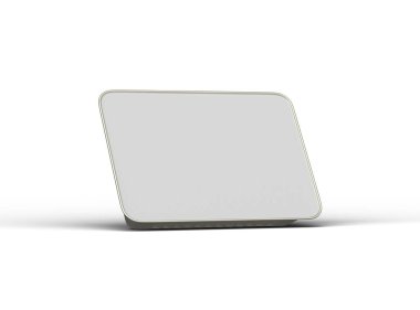 Büyük dikdörtgen yiyecek folyo tepsisinin hafif arkaplanda izole edilmiş 3D görüntüsü 