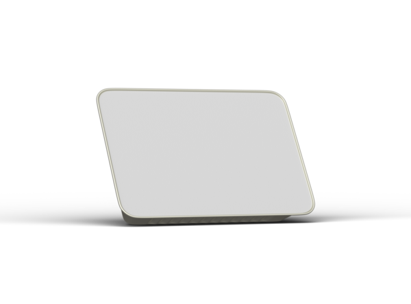 Şeffaf bir arkaplanda izole edilmiş büyük dikdörtgen yiyecek folyo tepsisinin 3D görüntüsü