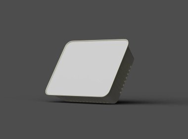 Koyu bir arka planda izole edilmiş küçük dikdörtgen yiyecek folyo tepsisinin 3D görüntüsü