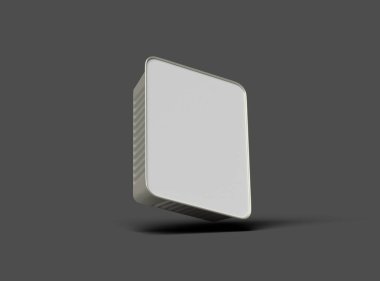 Koyu bir arka planda izole edilmiş küçük dikdörtgen yiyecek folyo tepsisinin 3D görüntüsü