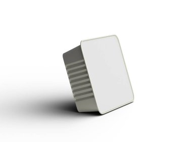 Aydınlık bir arkaplanda izole edilmiş küçük dikdörtgen yiyecek folyo tepsisinin 3D görüntüsü