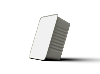 Şeffaf bir arkaplanda izole edilmiş küçük dikdörtgen yiyecek folyo tepsisinin 3D görüntüsü