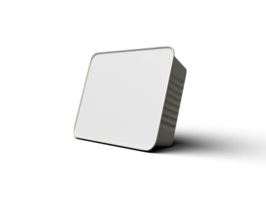 Şeffaf bir arkaplanda izole edilmiş küçük dikdörtgen yiyecek folyo tepsisinin 3D görüntüsü