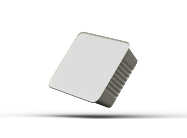 Şeffaf bir arkaplanda izole edilmiş küçük dikdörtgen yiyecek folyo tepsisinin 3D görüntüsü